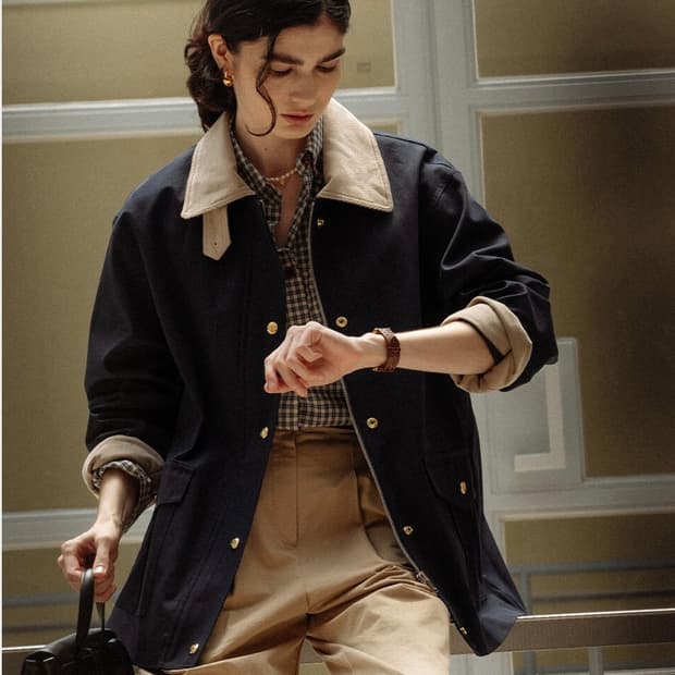 틸아이다이 배색카라자켓 네이비