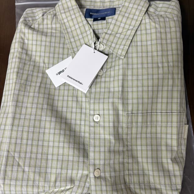 디스이즈네버댓 체크 반팔셔츠 레몬 M