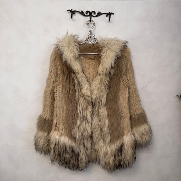 Mixed brown raccoon/fox/rabbit fur coat