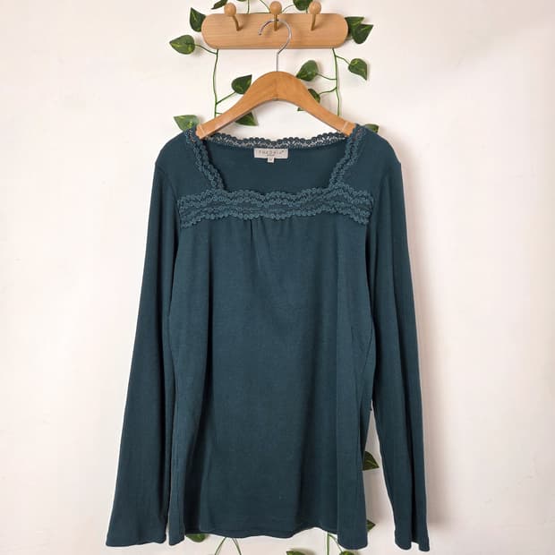 청록 스퀘어넥 슬리브