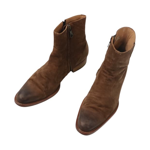 알프레도 바니스터 빈티지 브라운 스웨이드 사이드 집업 부츠