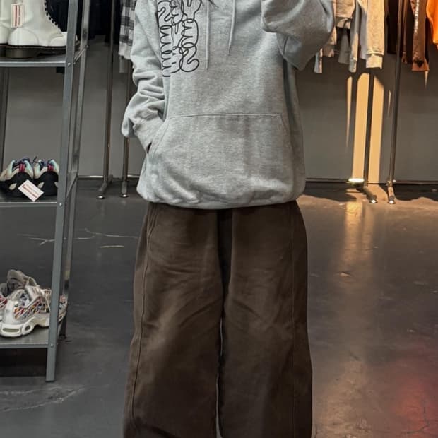 예스아이씨 베이직로고 그레이 후드티 A3393