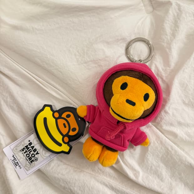 베이프 마일로 핑크 후드 플러시 키링 (새상품)
