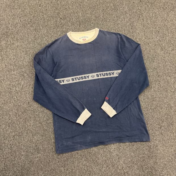 M)00’s 스투시 빈티지 크라운 로고 프린팅 롱슬리브