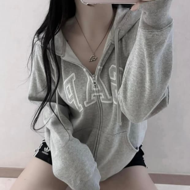 갭 후드집업 그레이 솜빈티지