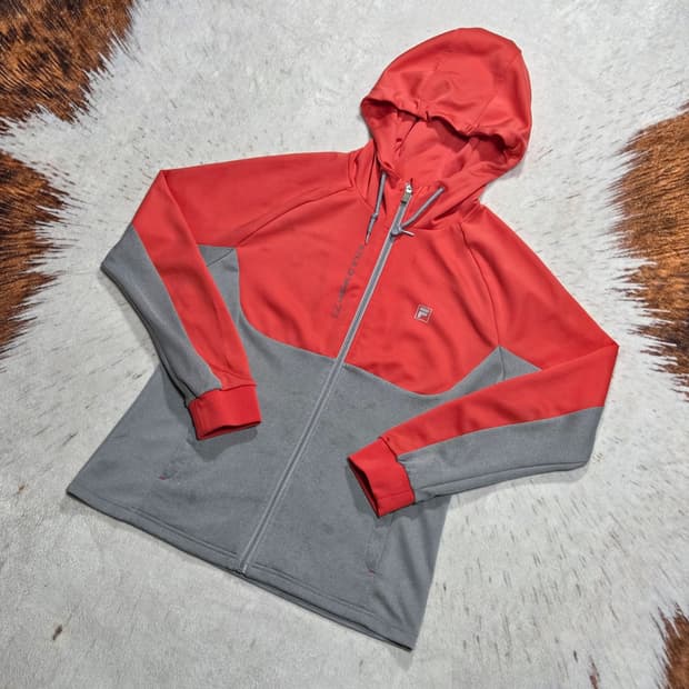 휠라 배색 져지 후드집업