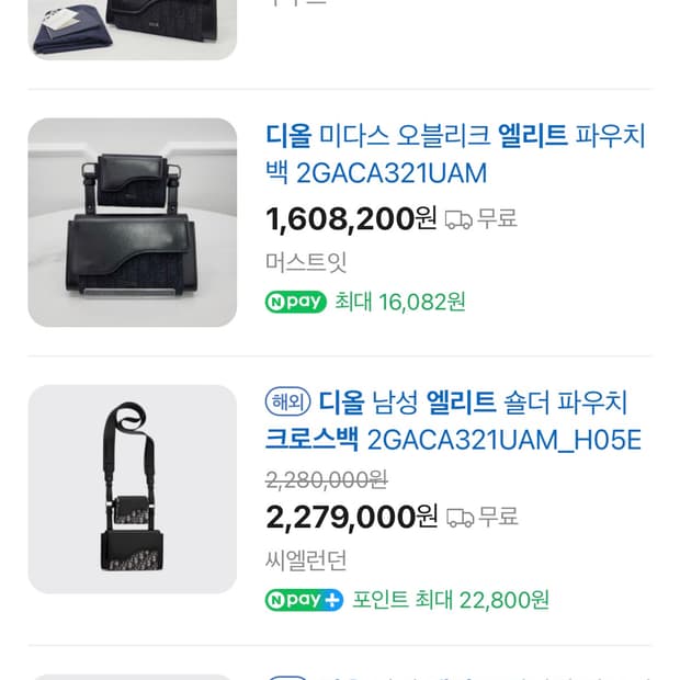 디올 엘리트 크로스백