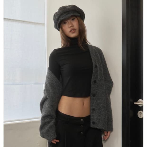 [toh]Foam blacket cardigan vintage black