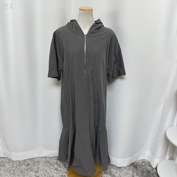 SOOS 여자 스판 후드 반팔 롱원피스 FREE