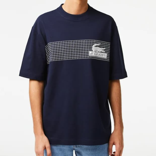 [[M, A급] 라코스테(LACOSTE) 네트 프린트 반팔티@555  
