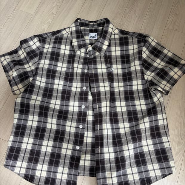 TCM mini logo check half shirts (brown)