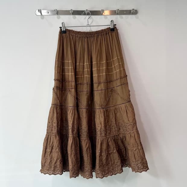 브라운 에스닉 롱스커트