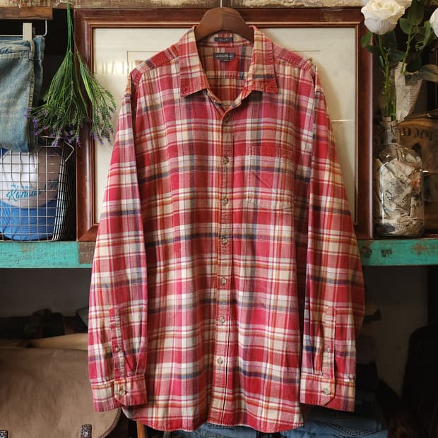 00s 에디바우어 아메리칸 빈티지 체크셔츠 플란넬 워크셔츠 썬페이딩 xl