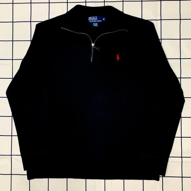 폴로 랄프로렌 블랙 반집업니트