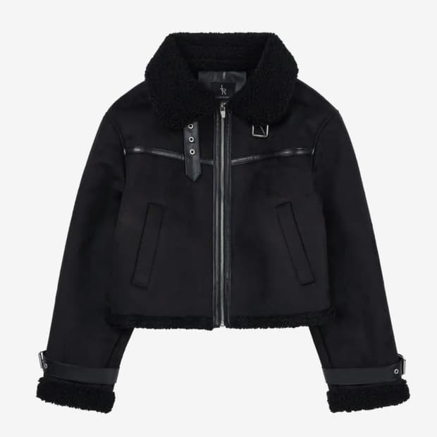 레더리 오블리크 스웨이드 무스탕 자켓