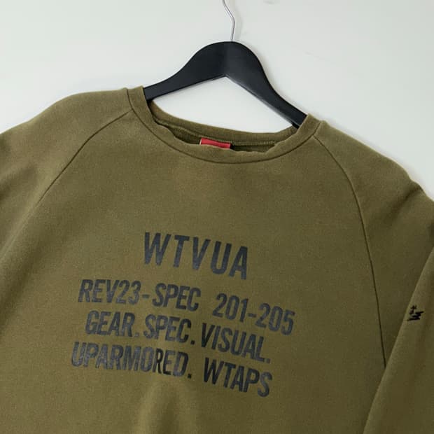 Wtaps 더블 탭스 크루넥 카키 스웻 셔츠 