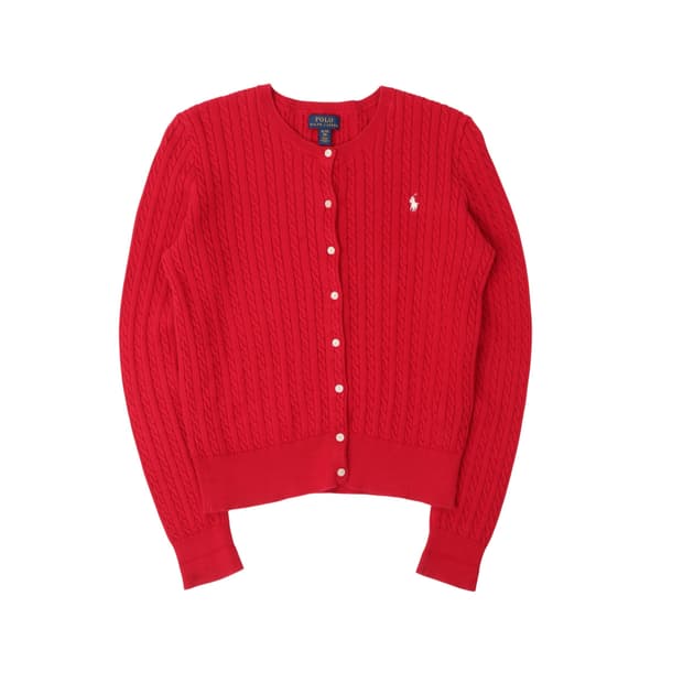 폴로 랄프로렌 레드 케이블 니트 가디건