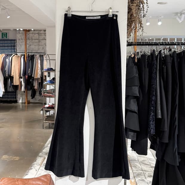 알렉산더 왕 블랙 벨벳 플레어 부츠컷 팬츠