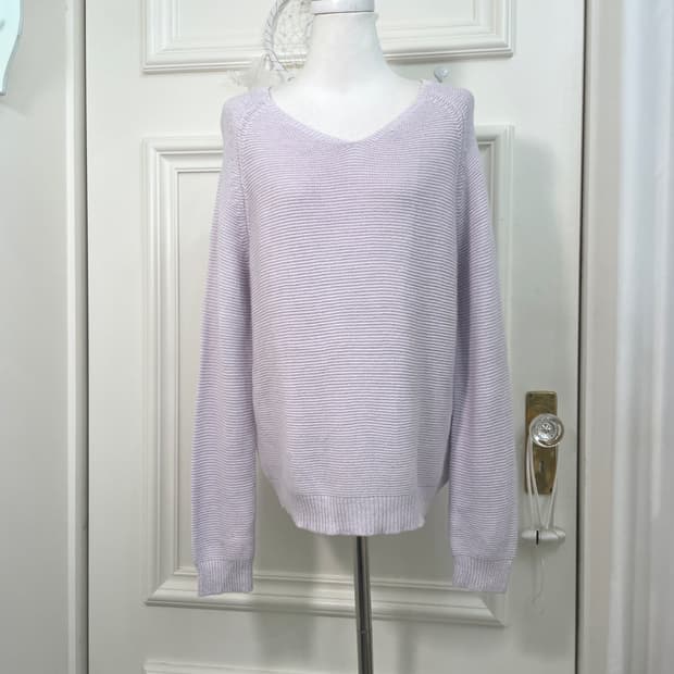 lavender glitter basic spring knit top