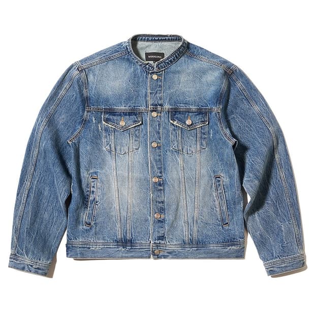 Wooalong High neck denim biker jacket