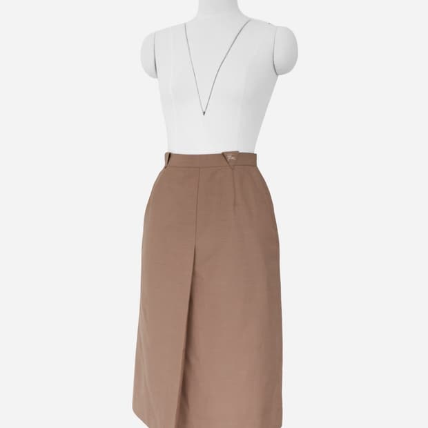 Burberrys Brown Linen Blend Skirt
