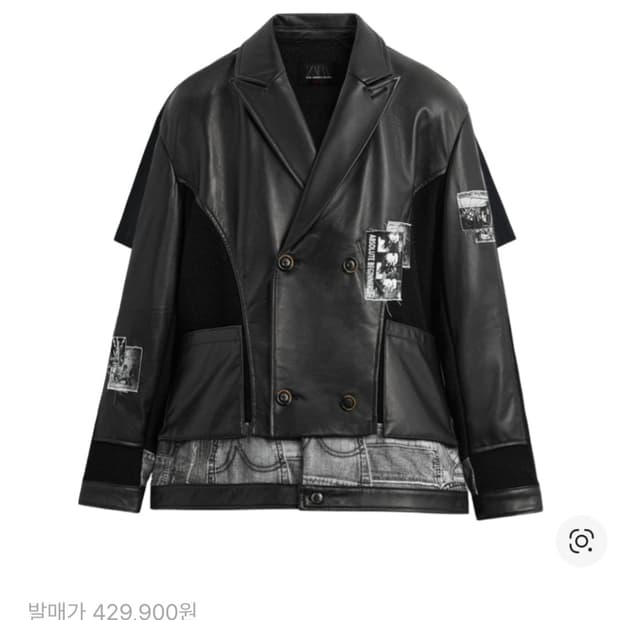 m)자라 x 앤더슨벨 컴바인드 니트 앤 레더 자켓 블랙