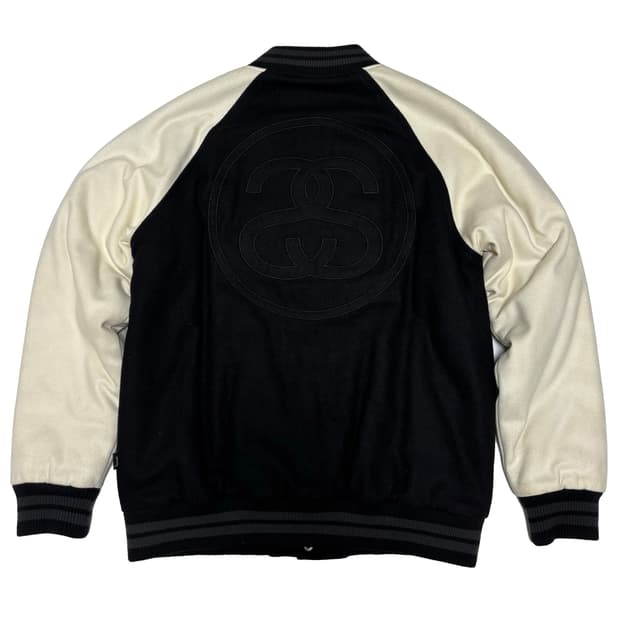 스투시 빅 로고 울 바시티 자켓 블랙/화이트