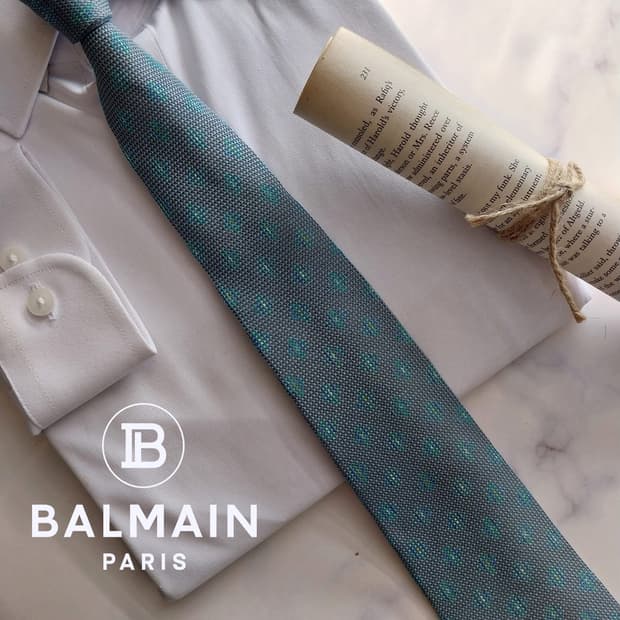 발망 실크 블루 패턴 넥타이 8.1cm A+~A등급 K1409
