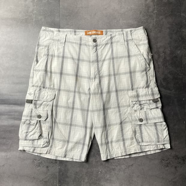 LEE 리 화이트 체크패턴 카고 하프팬츠 A01181