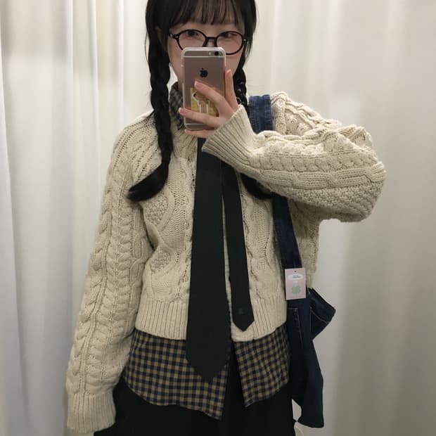 데일리 도톰 꽈배기 가디건