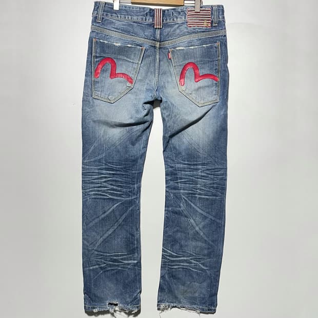 EVISU 에비수 청바지 레드 갈매기 데님팬츠
