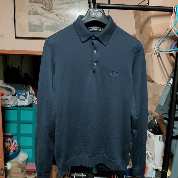 [휴고보스]BANET 메리노울100 긴팔 폴로 니트 M(95~100)