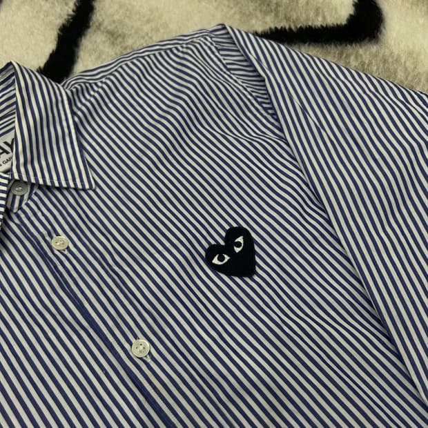 [M]꼼데가르송 블랙와펜 스트라이프 셔츠/화이트블루/Az-B008