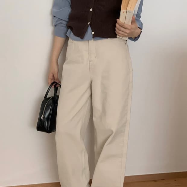 98도씨 크림색 와이드팬츠