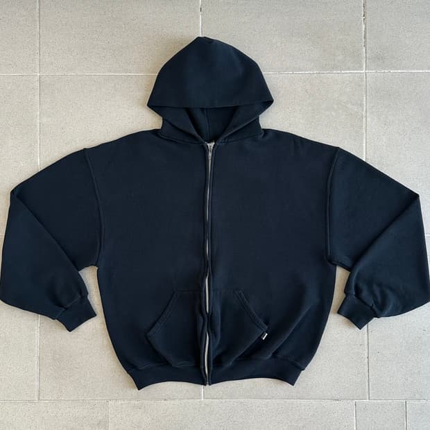 00s 빈티지 러셀 후드집업 블랙 L