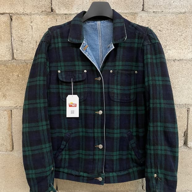80s 폴로 랄프로렌 리버시블 타탄 체크 데님 자켓 