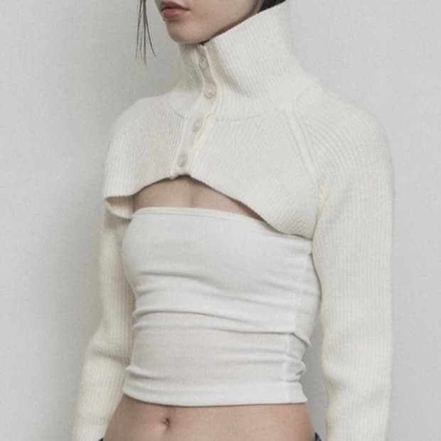 보헤미안서울 하이넥 니트 볼레로