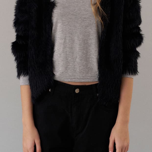 헤더먼트 테디가디건 블랙-free