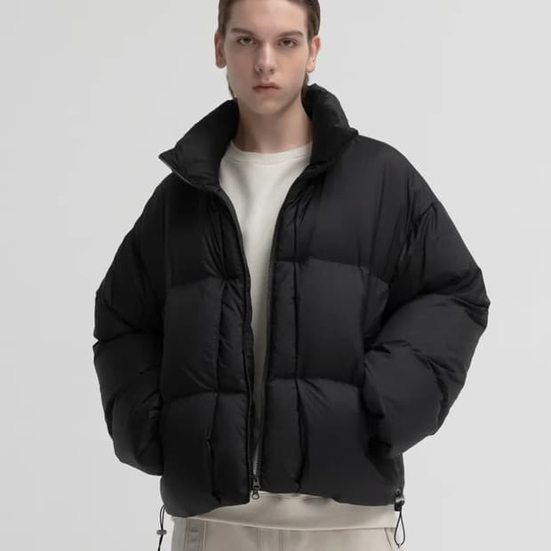 안사일런스 다운스트링 립스탑 구스다운 자켓 패딩 블랙 M사이즈