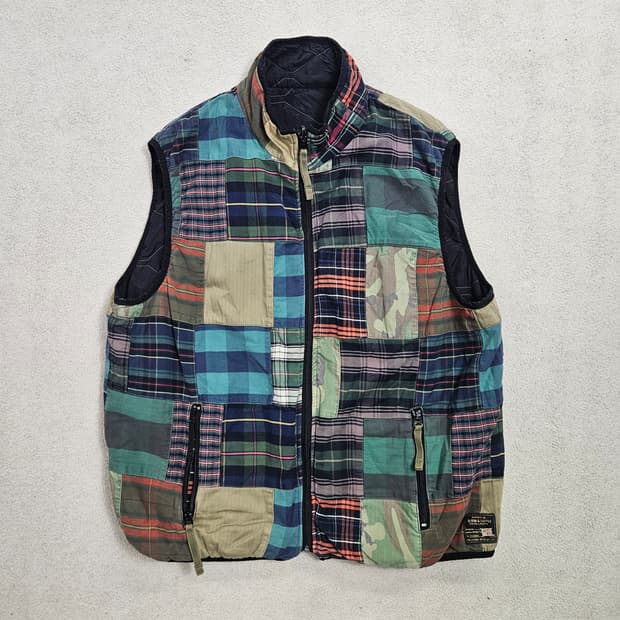 데님앤서플라이 양면 패치워크 베스트 XL