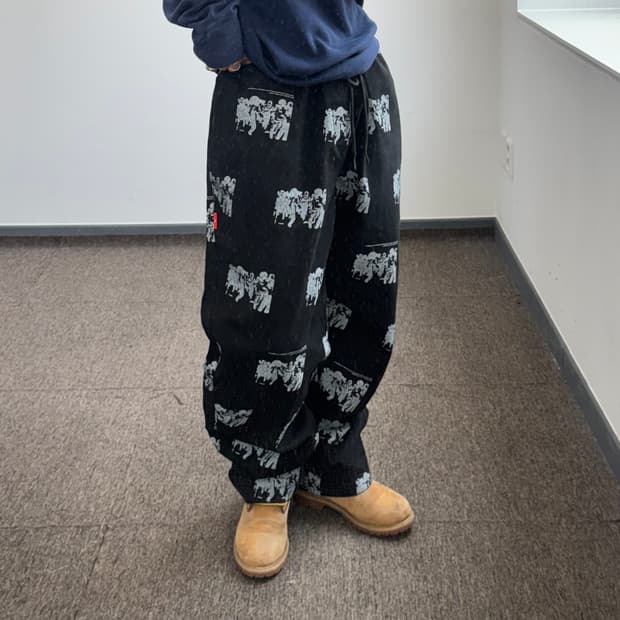 Ali benson 그래픽 코튼 팬츠