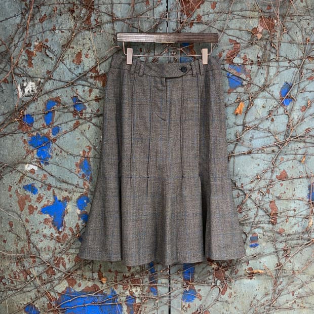 막스마라 체크 플레어 스커트