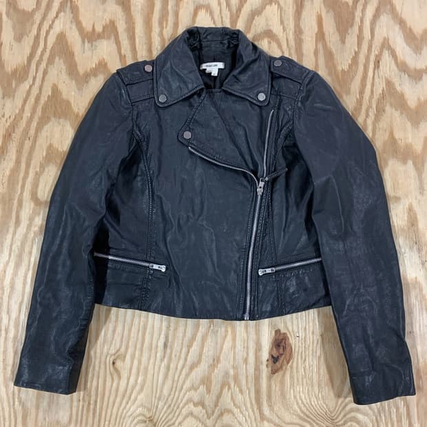 헬무트 랭 코팅 데님 바이커 자켓