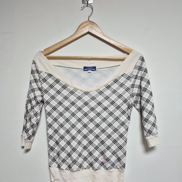 버버리블루라벨 노바체크 와이드 티셔츠 38 - T152