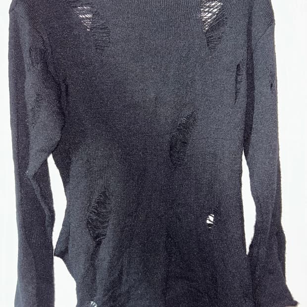 블랙 딱붙 고스펑크그런지 데미지 디테일 사선 니트