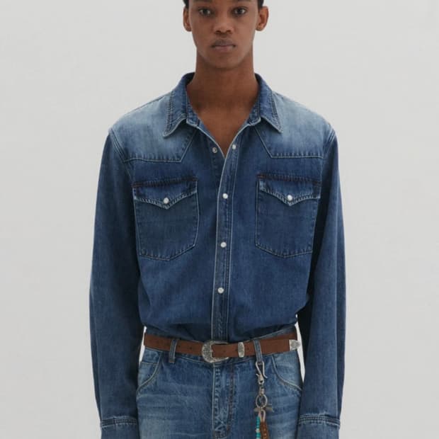 (XL) DNSR 웨스턴 데님 셔츠 블루