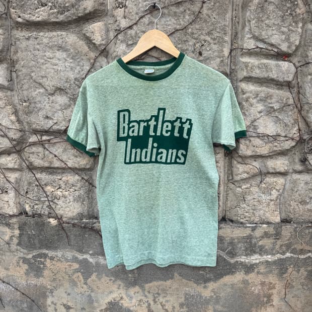 70s 챔피온 빈티지 블루택 싱글스티치 프린팅 반팔 티셔츠 m