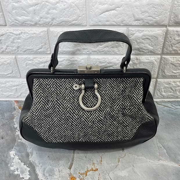 Burberry Vintage Leather Herringbone Tot