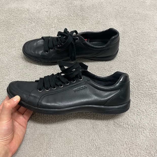 280) 프라다 스포츠 레더 로고 레더 트레이너 스니커즈 신발