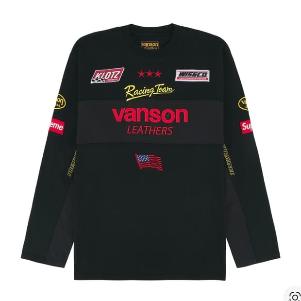 XL 슈프림 x 밴슨 레더스 롱슬리브 탑 블랙 - 26SS